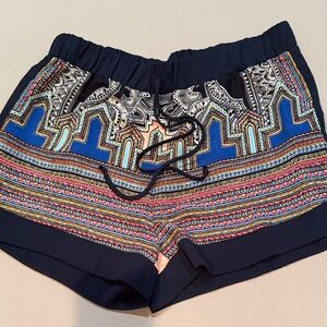 Glam Blue Cream and Pink Pattern Shorts